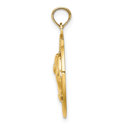 14k Yellow Gold SARASOTA w/Dolphins Circle Charm