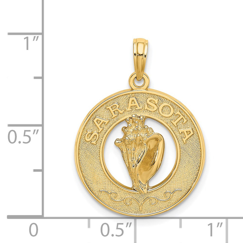 14k Yellow Gold SARASOTA w/Conch Shell Circle Charm