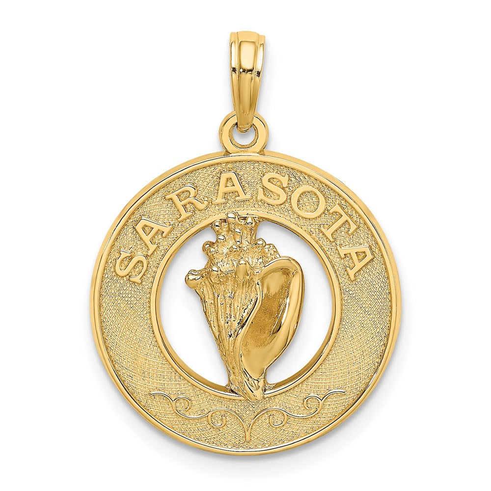 14k Yellow Gold SARASOTA w/Conch Shell Circle Charm