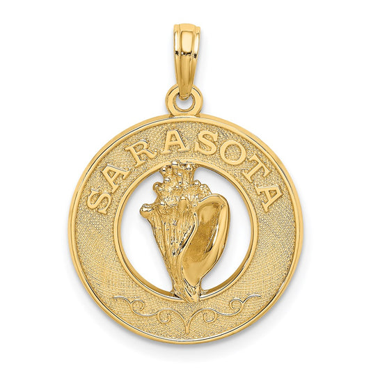14k Yellow Gold SARASOTA w/Conch Shell Circle Charm
