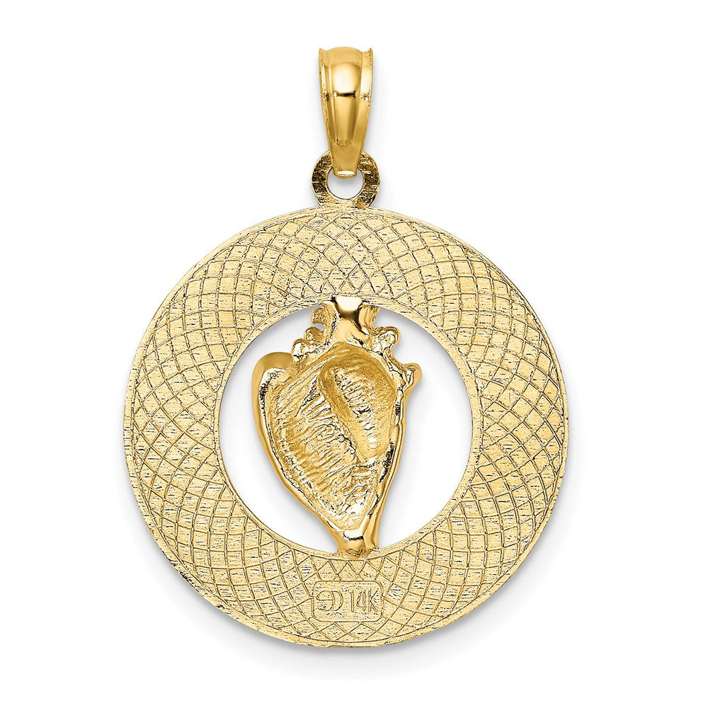 14k Yellow Gold SAINT AUGUSTINE w/Conch Shell Circle Charm
