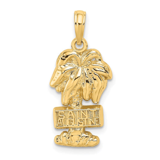 14k Yellow Gold SAINT AUGUSTINE Palm Tree Charm