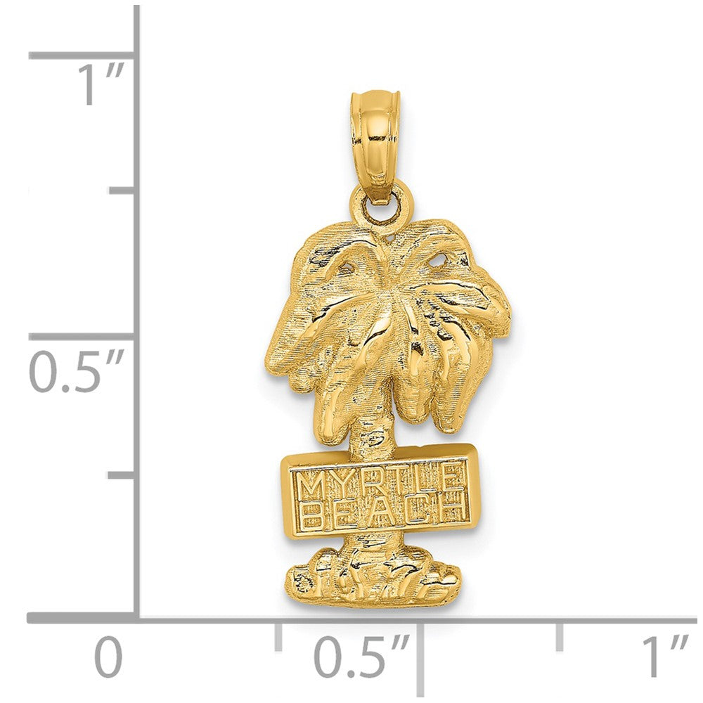 14k Yellow Gold MYRTLE BEACH Palm Tree Charm