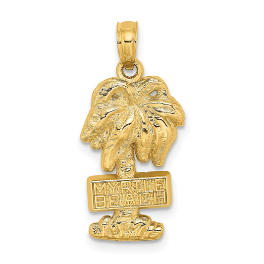 14k Yellow Gold MYRTLE BEACH Palm Tree Charm