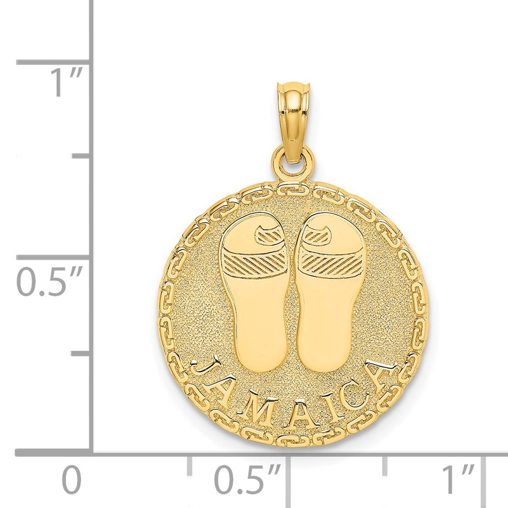 14k Yellow Gold JAMAICA and Sandals Round Disk Charm