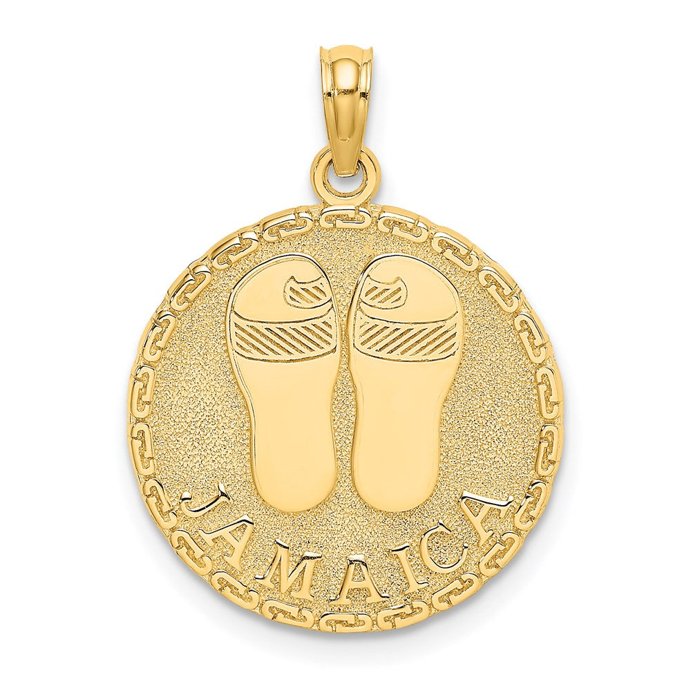 14k Yellow Gold JAMAICA and Sandals Round Disk Charm