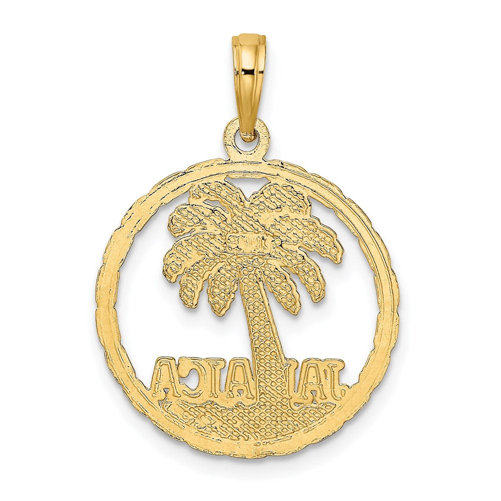 14k Yellow Gold JAMAICA Palm Tree Circle Charm