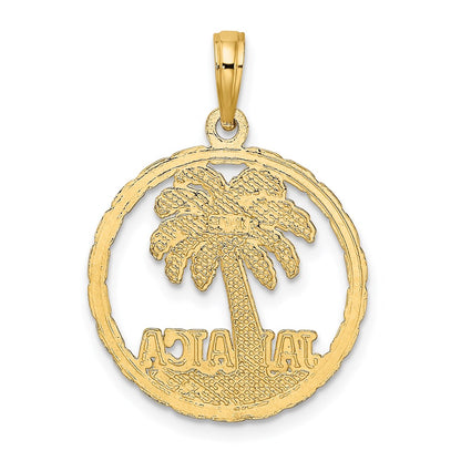14k Yellow Gold JAMAICA Palm Tree Circle Charm