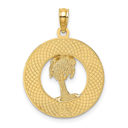 14k Yellow Gold FLORIDA w/Palm Tree  Circle Charm