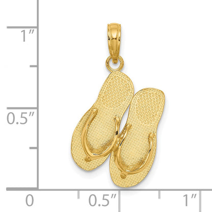 14k Yellow Gold TURKS AND CAICOS Double Flip-Flop Charm