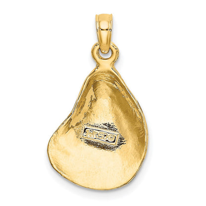 14k Yellow Gold Textured and Polished Oyster Shell Charm