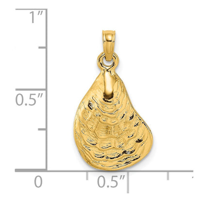 14k Yellow Gold Textured and Polished Oyster Shell Charm