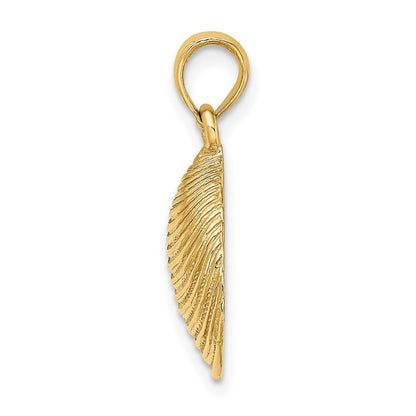 14k Yellow Gold Textured Clam Shell Charm
