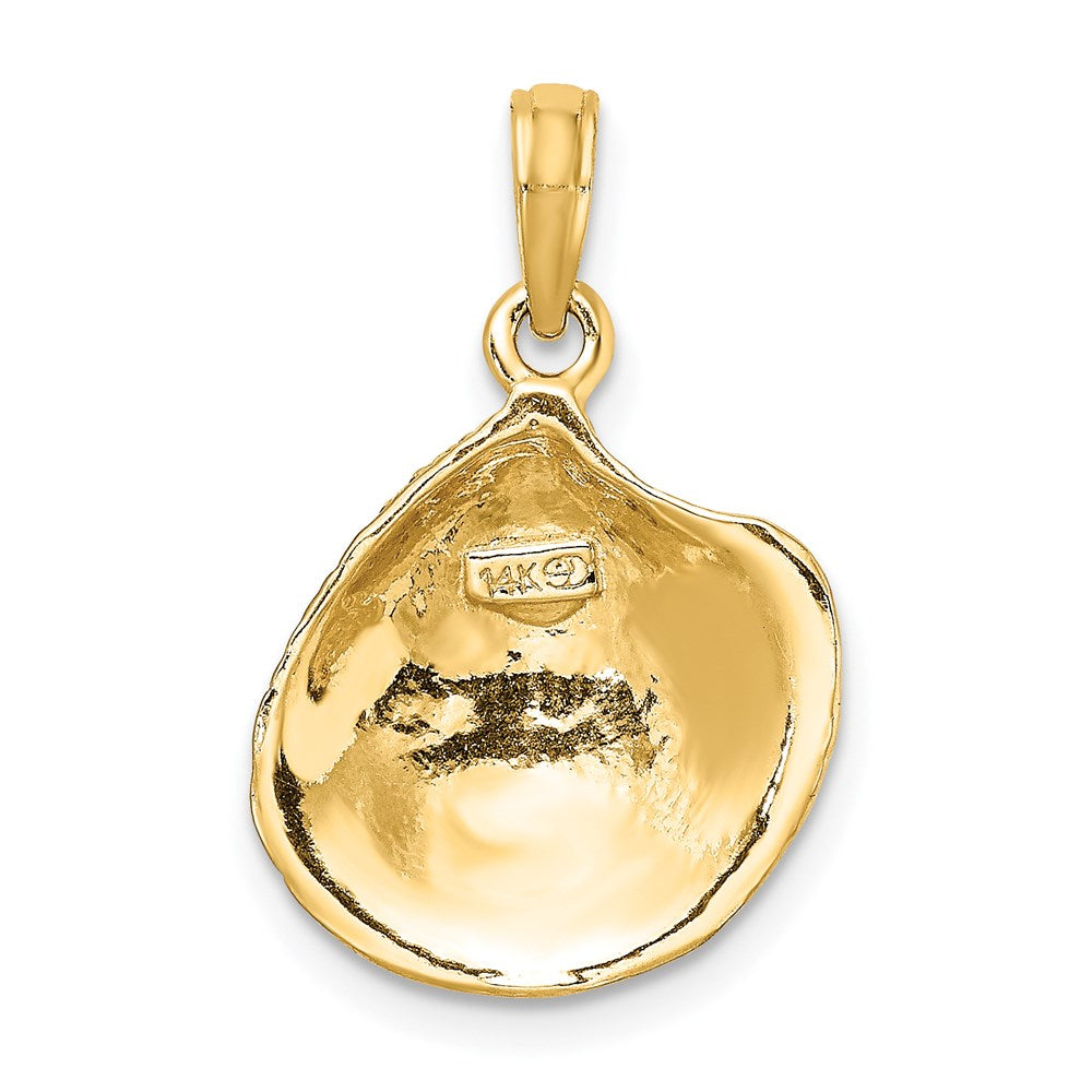 14k Yellow Gold Textured Clam Shell Charm