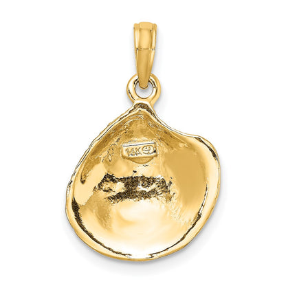 14k Yellow Gold Textured Clam Shell Charm
