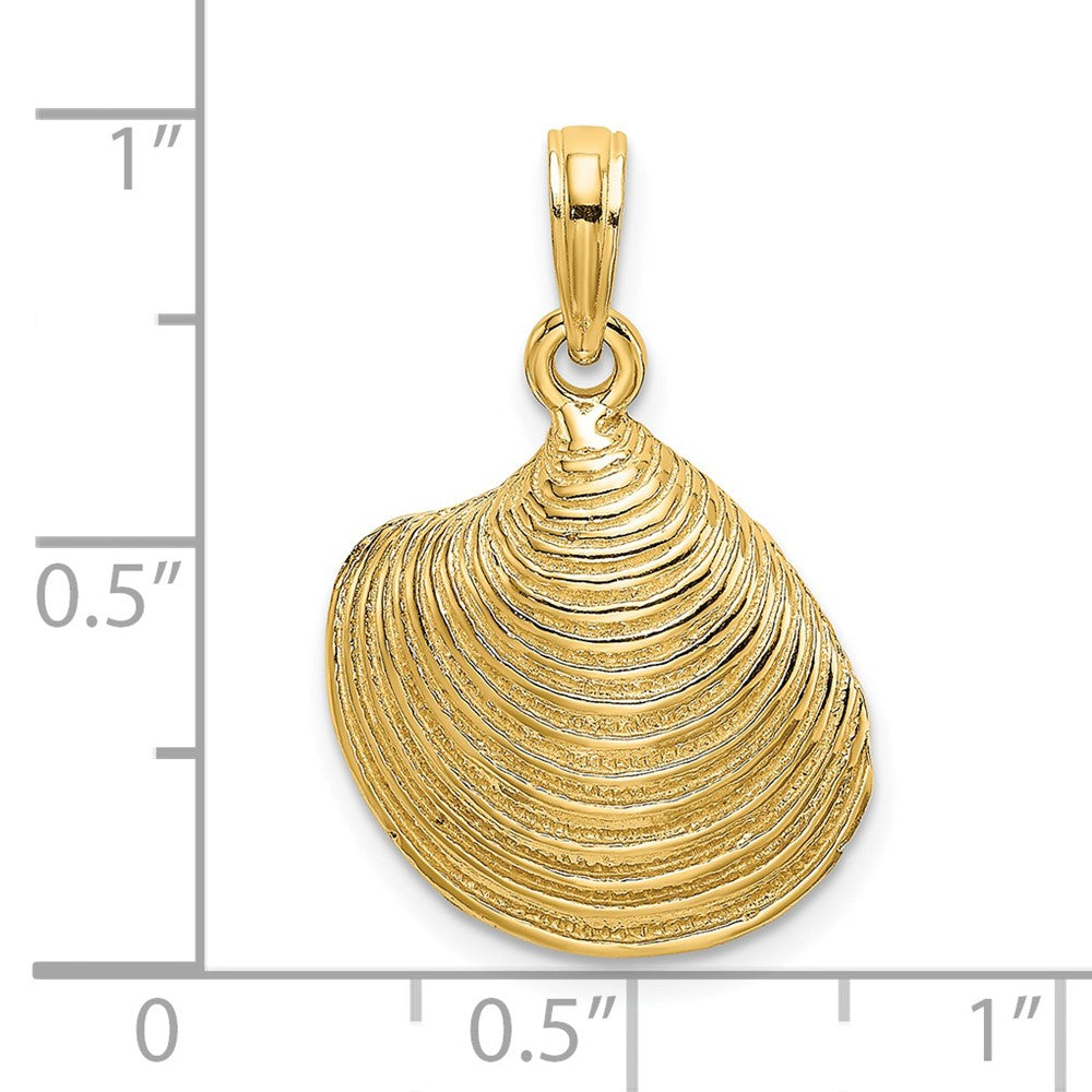14k Yellow Gold Textured Clam Shell Charm
