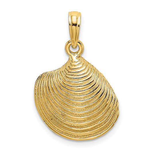 14k Yellow Gold Textured Clam Shell Charm