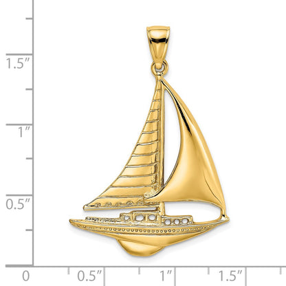 14k Yellow Gold Polished Sailboat Charm