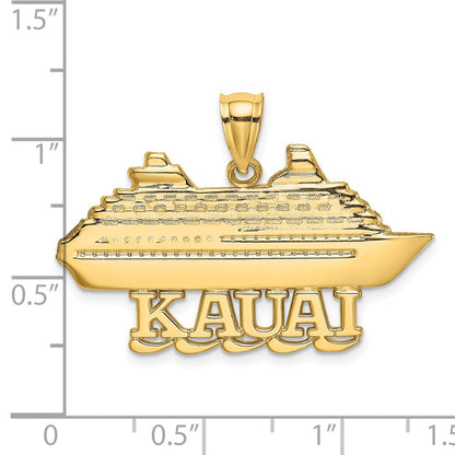 14k Yellow Gold Polished  KAUAI Cruise Ship Charm