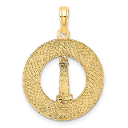 14k Yellow Gold SAINT AUGUSTINE w/Lighthouse Circle Charm
