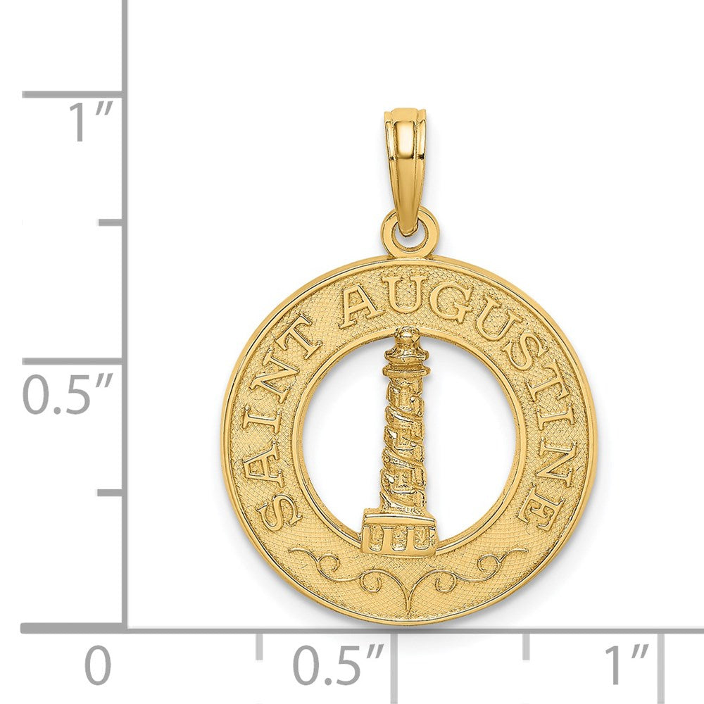14k Yellow Gold SAINT AUGUSTINE w/Lighthouse Circle Charm