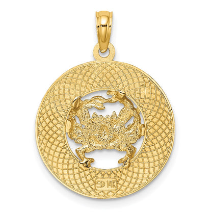 14k Yellow Gold JAMAICA w/Crab Circle Charm