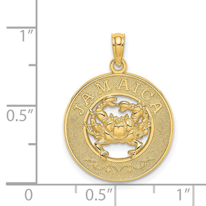 14k Yellow Gold JAMAICA w/Crab Circle Charm