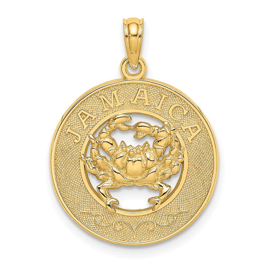 14k Yellow Gold JAMAICA w/Crab Circle Charm