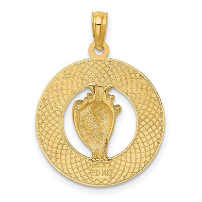 14k Yellow Gold JAMAICA Circle w/ Conch Shell Charm