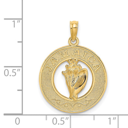 14k Yellow Gold JAMAICA Circle w/ Conch Shell Charm