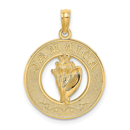 14k Yellow Gold JAMAICA Circle w/ Conch Shell Charm