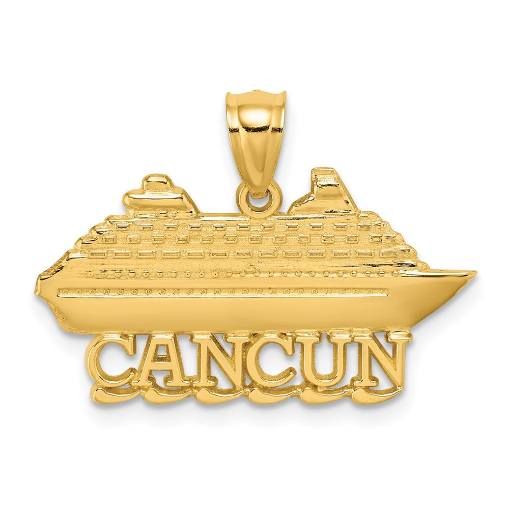 14k Yellow Gold Polished CANCUN Cruise Ship Charm