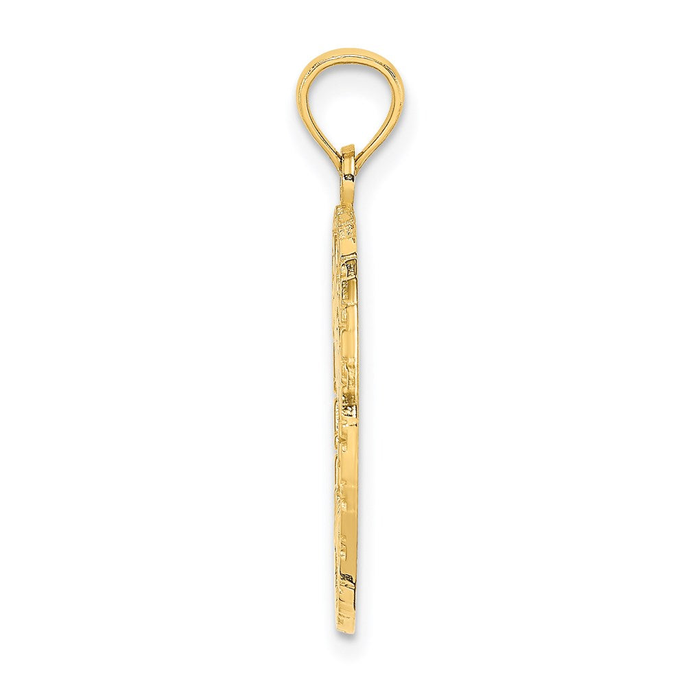 14k Yellow Gold BAHAMAS Palm Tree Round Charm