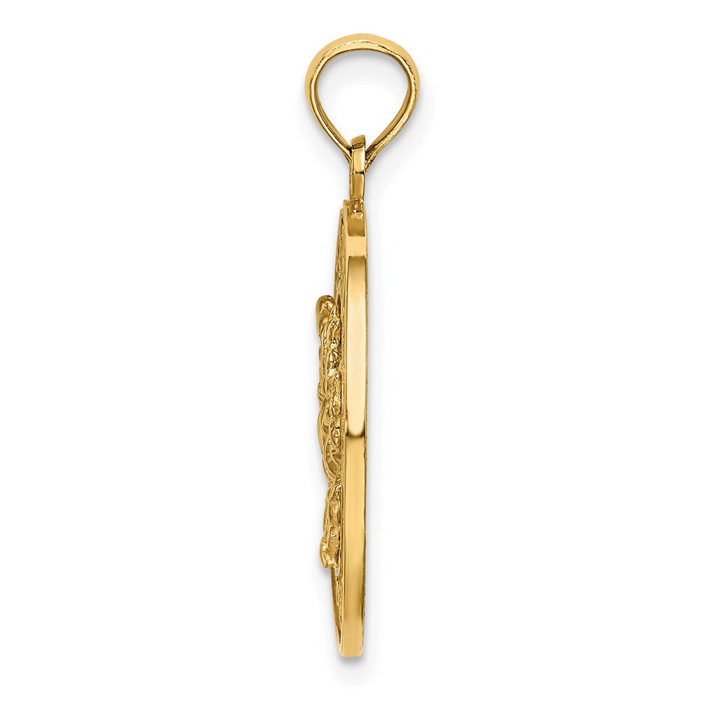 14k Yellow Gold TURKS AND CAICOS Circle w/ Crab Charm