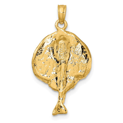 14k Yellow Gold Textured Round Stingray Charm