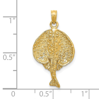 14k Yellow Gold Textured Round Stingray Charm
