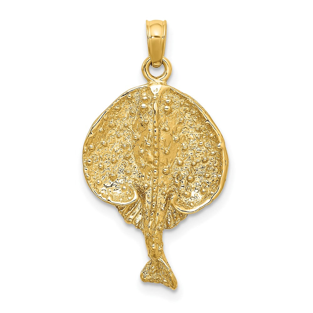 14k Yellow Gold Textured Round Stingray Charm