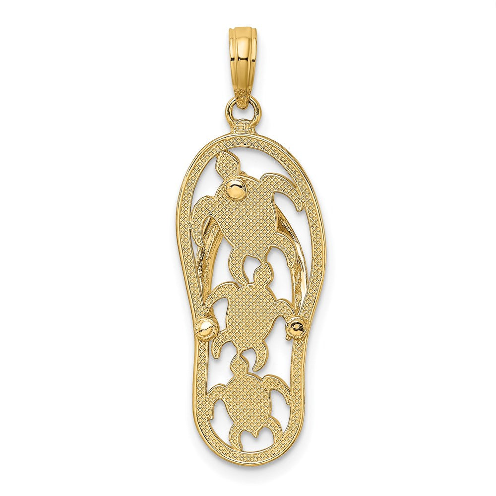14k Yellow Gold Triple Turtle Flip-Flop Charm