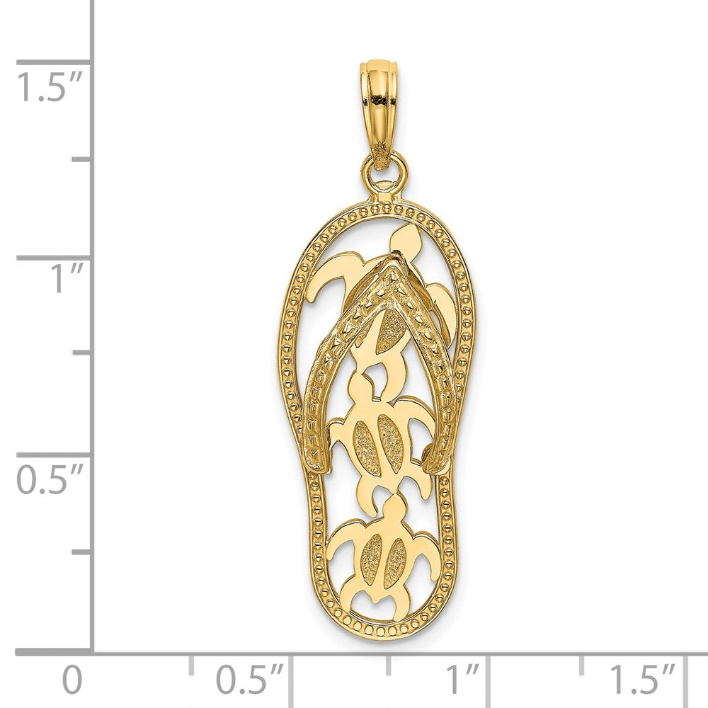 14k Yellow Gold Triple Turtle Flip-Flop Charm