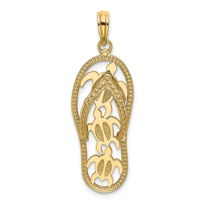 14k Yellow Gold Triple Turtle Flip-Flop Charm