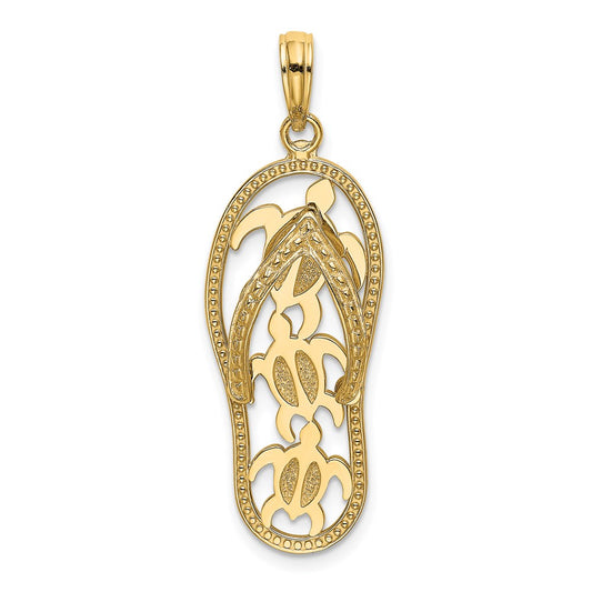 14k Yellow Gold Triple Turtle Flip-Flop Charm