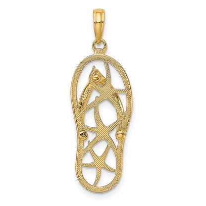 14k Yellow Gold Multi Starfish Flip-Flop Charm