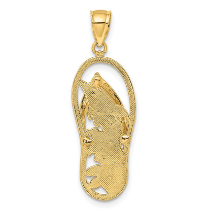 14k Yellow Gold Polished Dolphin Flip-Flop Charm