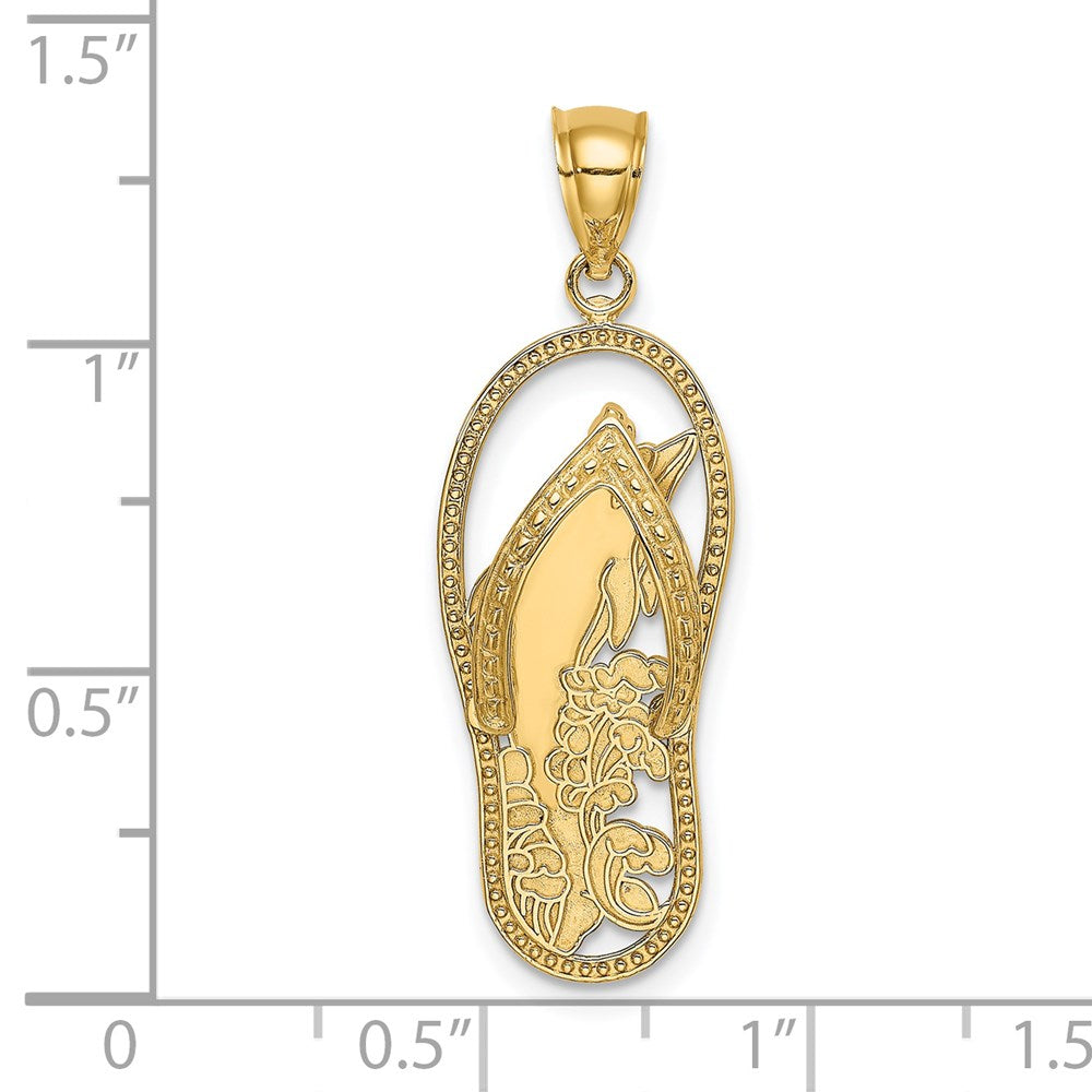 14k Yellow Gold Polished Dolphin Flip-Flop Charm