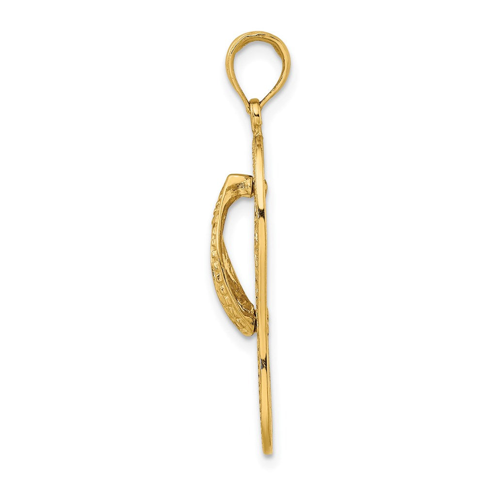 14k Yellow Gold Polished Multi Flower Flip-Flop Charm