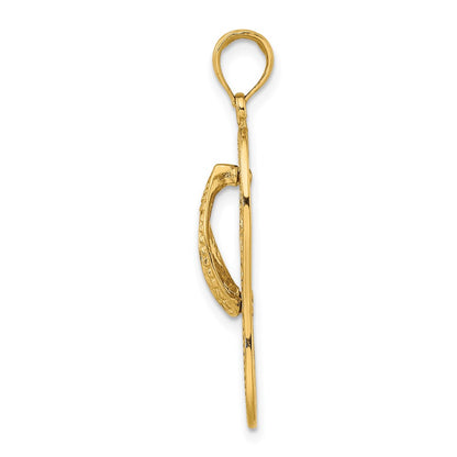 14k Yellow Gold Polished Multi Flower Flip-Flop Charm