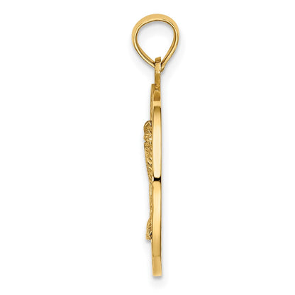 14k Yellow Gold TURKS AND CAICOS w/ Palm Tree Circle Charm