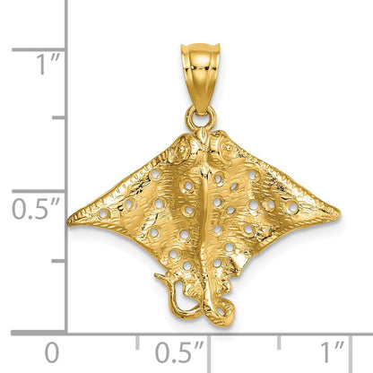 14k Yellow Gold Spotted Eagle Ray with Holes Charm