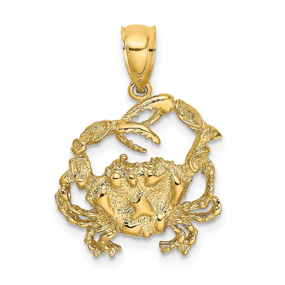 14k Yellow Gold Textured Crab Charm