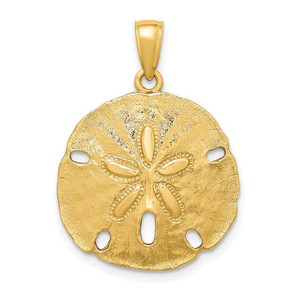 14k Yellow Gold Polished Sand Dollar Charm